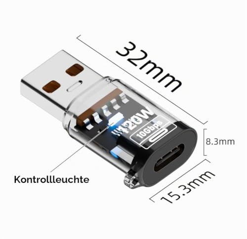 USB auf USB C Adapter (2 Pack), USB auf Typ-C Adapter, USB 3.2 Gen2 10Gbps | High-Speed Kabelkonverter, Kompatibel mit MacBook iPhone 17/16/15 iPad Samsung Galaxy S25 S24 S23 A56 A16 A36, Schwarz