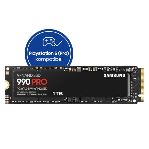 Samsung 990 PRO NVMe M.2 SSD , 1 TB, PCIe 4.0, 7.450 MB/s Lesen, 6.900 MB/s Schreiben, Interne SSD für Gaming und Videobearbeitung, Schwarz, MZ-V9P1T0BW
