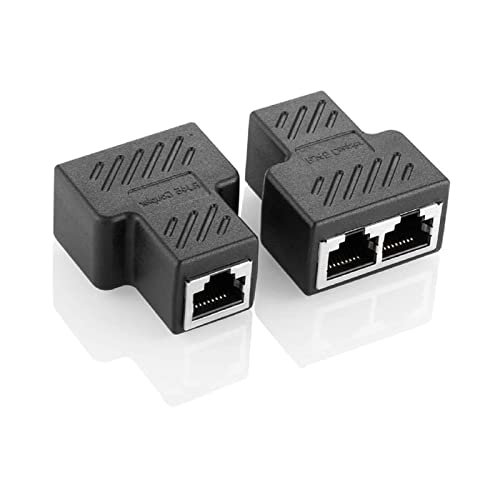 mhinese 1 Paar RJ45 Splitter, Lan Splitter 1 auf 2 für Cat5 Cat5e Cat6 Cat6e Cat7 Cat8 Kabel und Unterstützen Sie Zwei Computer Gleichzeitig um Sich zum Gleichzeitigen Verbinden im Internet.