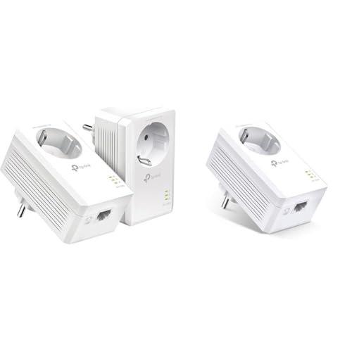 TP-Link Powerline Adapter Triple Set TL-PA7017P KIT(1000Mbit/s Homeplug AV2, mit Steckdose, 2 Gigabit Ports, Plug&Play, kompatibel mit Allen Powerline Adaptern, ideal für Streaming, energiesparend)