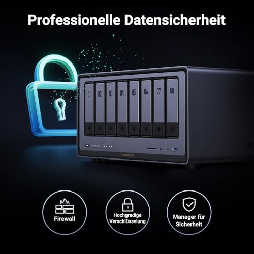 UGREEN NASync DXP8800 Plus 8 Bay NAS für Unternehmen und Profis (ohne HDD) | Intel Core i5-1235U, Dual 10GbE, 8GB DDR5 bis 64GB, Eingebaut 128 GB SSD, 2 x M.2 NVMe-Steckplatz, 2x Thunderbolt 4, 8K HDMI