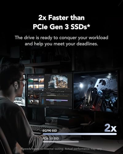 Lexar EQ790 SSD, M.2 2280 PCIe Gen4 NVMe SSD, EQ790 2TB | 7000 MB/s Lesen, für Intensive Workloads, PS5 & PC Gaming, Leistungsstarkes internes Solid State Laufwerk