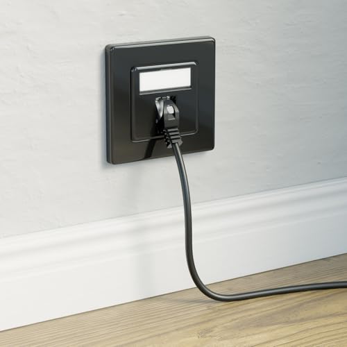 deleyCON CAT7 Netzwerkdose 1 Port 10 Gigabit Unterputz, 1 Stück - Schwarz | Ethernet LAN Dose, Anschlussdose, Datendose geschirmt, CAT 7 Keystone RJ45, DSL Netzwerk Patchkabel Verlegekabel