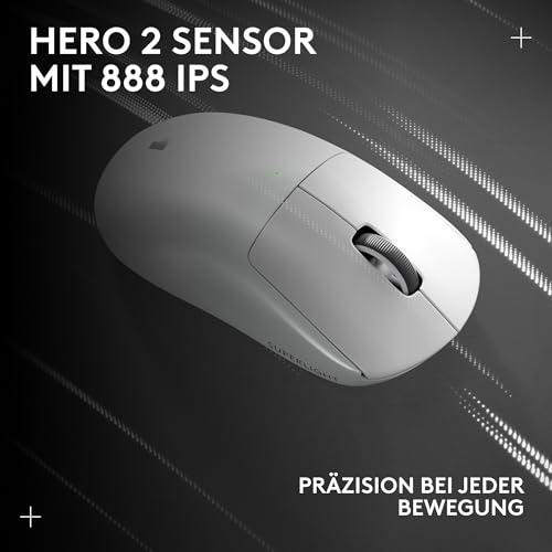 Logitech G PRO X SUPERLIGHT 2 kabellose Gaming-Maus | Für PC/Mac, 60 g Pro-Grade-Maus, 5 programmierbare Tasten, 44K-DPI-Sensor, 8.000 Hz Signalrate, USB-C-Ladefunktion - Weiß