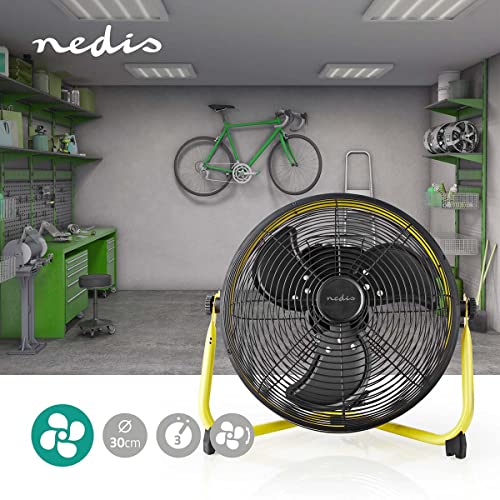 NEDIS Bodenventilator - 300 mm - 3-Geschwindigkeitsstufen - Kippbar - Gelb/Schwarz