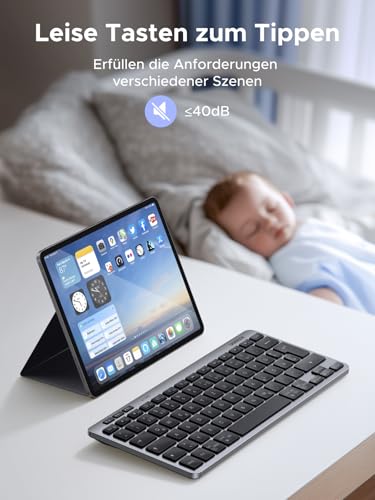 UGREEN Bluetooth Tastatur Kabellos Mini Tastatur (BT5.3+2.4G)