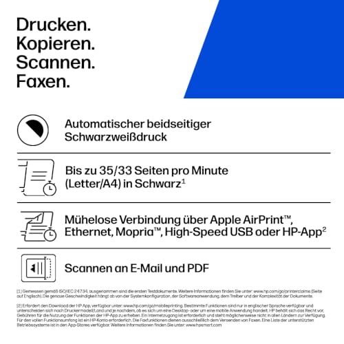 HP LaserJet Pro MFP 3102fdn Laserdrucker Schwarz-Weiß, Multifunktions-Laserdrucker, Automatischer Duplex, Hohe Druckgeschwindigkeiten, Ethernet, USB Hi-Speed, Fax, App, Wolf Pro Security