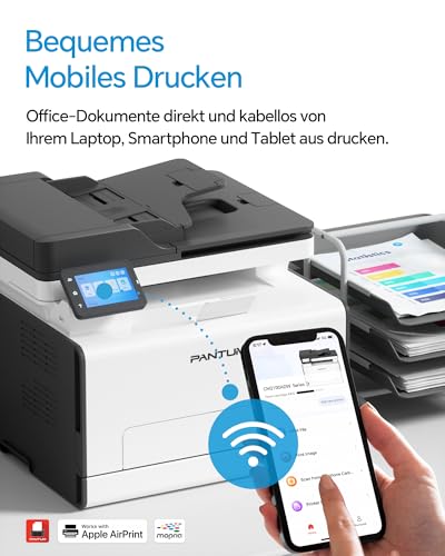 PANTUM CM2100ADW Farblaserdrucker Multifunktionsgerät, Drucker Scanner Kopierer 3in1 mit ADF, WLAN, Ethernet, USB, Automatischer Duplexdruck, 20ppm