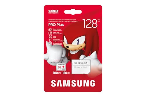 Samsung Sonic the Hedgehog(TM) microSD-Karte + SD-Adapter, Speicherkarte mit 128 GB, UHS-I U3, Full HD & 4K UHD, 180 MB/s Lesen, 130 MB/s Schreiben, Datenspeicher für Handheld-Konsolen, MB-MD128SA/LC1