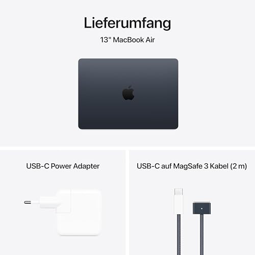 Apple MacBook Air (13", Apple M4 Chip mit 10‑Core CPU und 10‑Core GPU, 16GB Gemeinsamer Arbeitsspeicher, 512 GB) - Mitternacht