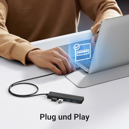 UGREEN 4-Port USB 3.0 Hub USB Verteiler Multiport Adapter 5Gbps (60cm) | USB Splitter für MacBook, iMac, Surface, Dell, Thinkpad, USB Stick, Mobile HDD, Desktop PC und mehr