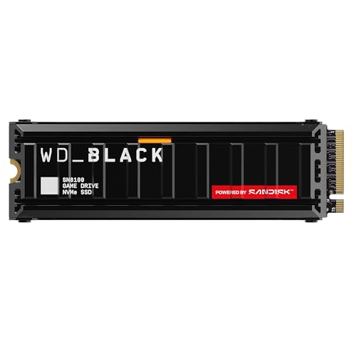 WD_Black SN8100 1 TB PCIe 5.0x4 NVMe M.2 SSD mit Kühlkörper (Lesegeschwindigkeiten von bis zu 14.900 MB/s, Schreibgeschwindigkeiten von bis zu 11.00MB/s, TLC 3D CBA NAND) - Powered by SANDISK