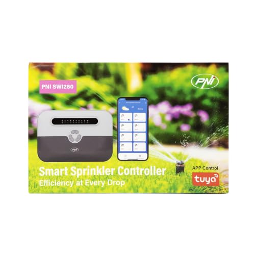 Intelligenter Bewässerungsprogrammierer PNI SWI280, WLAN, für 8 Zonen, Steuerung über Tuya Smart, kompatibel mit Amazon Alexa und Google Home