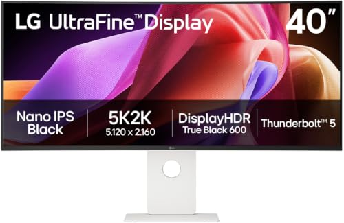 LG UltraWide 40U990A-W.AEU (40 Zoll) 21:9 Curved 5K2K Nano IPS Black Monitor, 120Hz, AMD FreeSync Premium, DisplayHDR 600, Thunderbolt 5, HDMI 2.1, Weiß