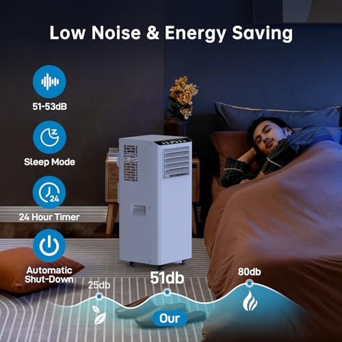 12000 BTU Tragbare Klimaanlage, Kühle Wärme Luftentfeuchter mit Fernbedienung, Energiesparender AC für Schlafzimmer und Büro, leiser Betrieb, Schlafmodus, Fenster-Kit