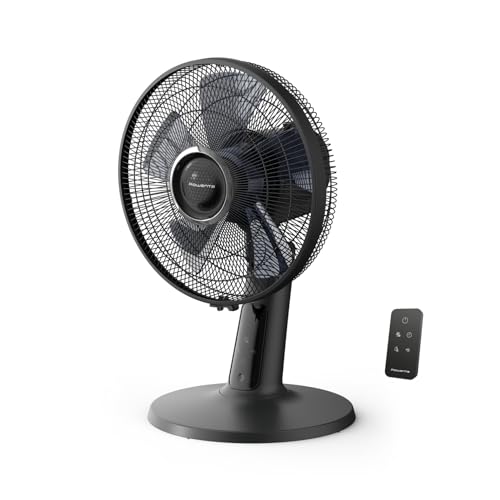 Rowenta Turbo Silence Extreme+ Tischventilator, Schwarz VU2750 | 32 dB(A), leistungsstarker Luftstrom bis 7,5 m, 5 Geschwindigkeiten & 2 Modi, 120° Oszillation, Fernbedienung, Farbe: Schwarz