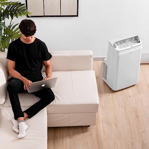 Cecotec Klimaanlage Mobil ForceClima 12800 Heating, 12.000 BTU, 1.340 W | WLAN-Steuerung, 26-28 m², 3 Geschwindigkeiten, Entfeuchtung 26 l/Tag, Energieklasse A, Wärmepumpe für Heizfunktion