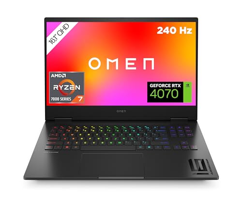 HP Omen Gaming Laptop / 16,1" QHD 240Hz Display/AMD Ryzen 7-7840HS / 32 GB DDR5 RAM / 1 TB SSD/NVIDIA GeForce RTX 4070 / Windows 11 Home/QWERTZ/schwarz