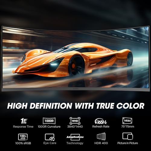 KOORUI 34 Zoll Curved Gaming Monitor 200Hz Bildschirm WQHD HDR 400 HDMI/DP