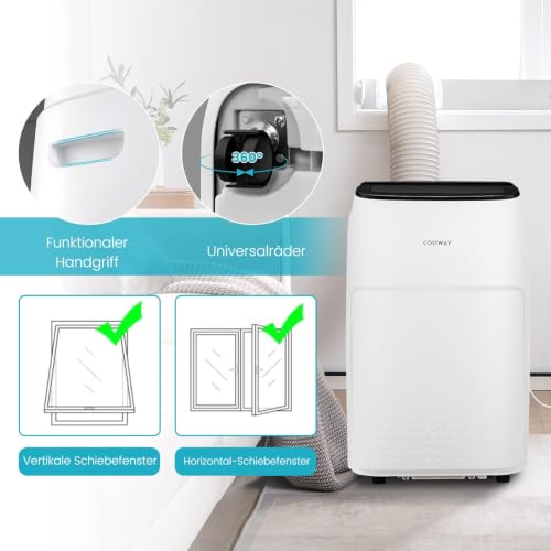 COSTWAY 12000 BTU mobile Klimaanlage mit Abluftschlauch, APP/Fernsteuern | Klimagerät für Raum bis 120 m³, 5 in 1 zum Kühlen & Heizen & Entfeuchten & Ventilieren & Schlafmodus, Automatisches Abtauen
