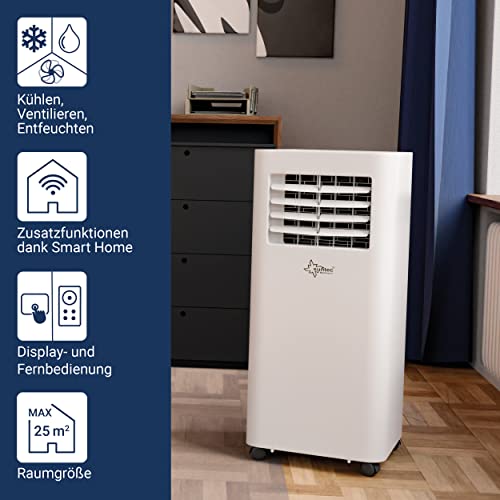 SUNTEC Mobiles Klimagerät Comfort 7.0 Eco R290 APP – Klimaanlage mobil und leise mit Smart App Steuerung – Entfeuchter für Räume bis 25 qm – Mobile Kühlung in Wohnung & Büro – 7.000 BTU – 2.050 Watt