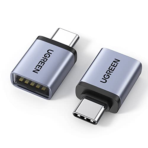 UGREEN 10Gbps USB C Adapter USB C auf USB OTG Adapter 2 Stück (Grau) | USB C 3.2 Stecker auf USB A Buchse Adapter kompatibel mit MacBook Air, iPhone 17/16 Series, iMac, iPad, Galaxy A17/A57/S26