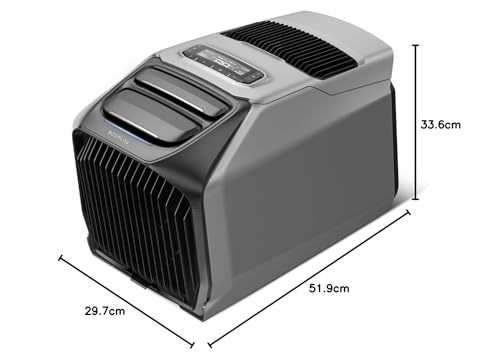 ECOFLOW WAVE 3 Tragbare Klimaanlage, 1800 W/6100 BTU Kühlen, 2000 W/6800 BTU Heizen, 1000 W Schnellladen (75 Min.), 8 Std. Akkulaufzeit, App-Steuerung, Mobile Klimaanlage für Camping, Wohnmobile, SUVs