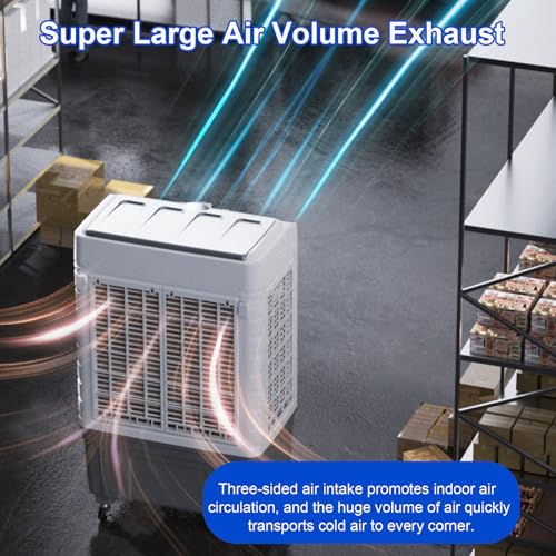 Kommerzieller Verdunstungsluftkühler-Ventilator, tragbarer Sumpfkühler mit 3 Geschwindigkeiten, Verdunstungskühler mit 120°-Oszillation, 3-in-1-Klimaanlage, großer Wassertank, leistungsstarker