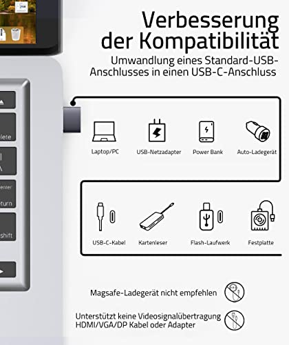 Syntech Adapter USB C auf USB (3er-Pack) [Aluminiumgehäuse,hohe Stabilität] Kompatibel mit AirPods 3,iPad mini/Air, iPhone 16/15/14/13 Pro Max, Apple Watch Series 9/8/7 usw