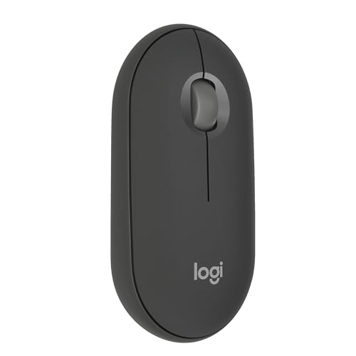 Logitech - Mouse Wireless - Pebble Mouse 2 M350s - Grafite - (910-007015) | Sondertasten, schlank, mobil, Easy-Switch - Windows, macOS, iPadOS, Android, ChromeOS, Deutsches QWERTZ - Graphit