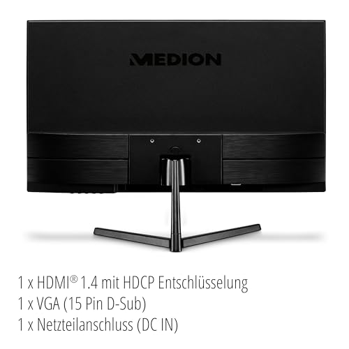 MEDION P52218 (MD 20150) 54,6 cm (22 Zoll) Full HD Widescreen Monitor (FHD, 16:9, HDMI, VGA, Anti Flicker, Anti Glare, Anti Blue-Light, mehrsprachiges Menü) schwarz