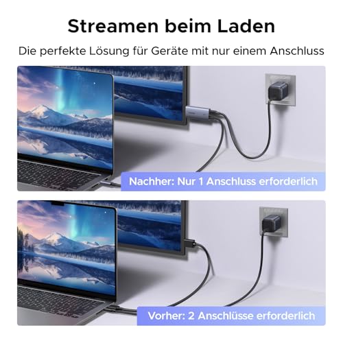 UGREEN USB-C auf HDMI Kabel, 8K@60Hz, 4K@240Hz, 140W PD Schnelllade, 2M | Typ C Thunderbolt 5/4/3, HDMI 2.1, HDR, Unidirektionaler Adapter, kompatibel mit MacBook, iPhone 18, iPad, Galaxy S26