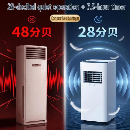 Tragbare Klimaanlage 7000 BTU, schnelle Kühlung für Räume bis zu 300 m², leiser 30dB Schlafmodus, Luftentfeuchter, 24H Timer, Lüftermodus für Zuhause und Büro