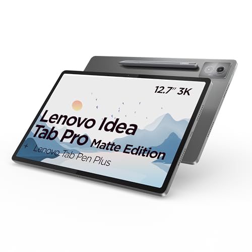 Lenovo Idea Tab Pro Tablet 32,7 cm (12,7 Zoll), 3K, Matte Edition (MediaTek Dimensity 8300, 8 GB RAM, 128 GB UFS 3.1, 144 Hz, Wi-Fi 6E, Bluetooth 5.3, Android 14), Mondgrau, inklusive Tab Pen Plus