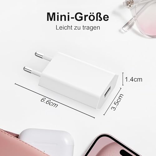 USB-Stecker, (2 Pack) USB-Netzstecker, für iPhone 11, 8, 7, 6, 6S, XR, XS, X, SE, Android, Samsung, Xiaomi, Huawei, Motorola, Sony, LG Smartphones, Kameras, MP3 usw, Universal 5V 1A Power Adapter