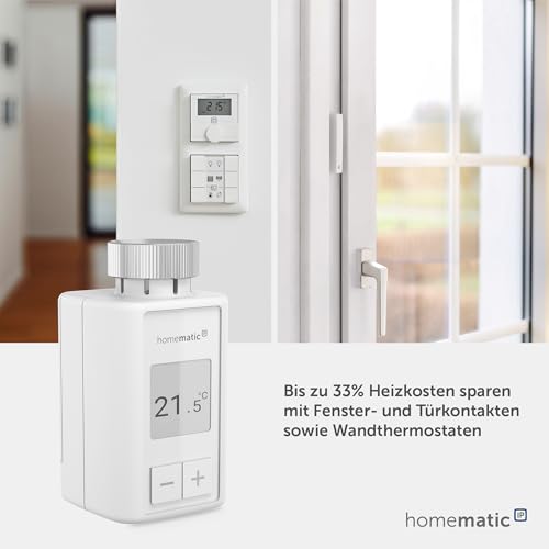 Homematic IP Heizkörperthermostat – Flex | Smart Home, digitaler Thermostat Heizung, Steuerung mit/ohne App, Alexa, Google Push-to-Pair, Energie sparen, 160230A0