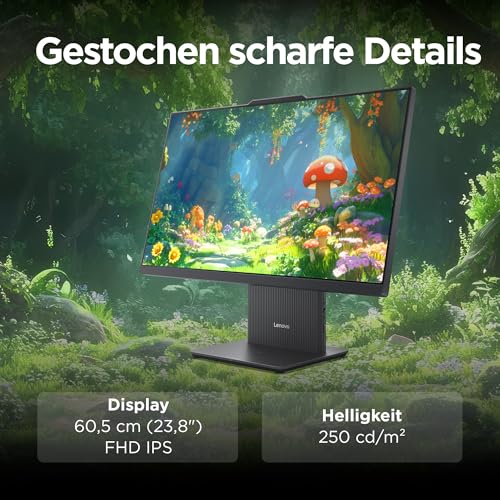 Lenovo IdeaCentre All-In-One PC | 23.8" Full HD Display | AMD Ryzen 5 220 | 16GB RAM | 1TB SSD | AMD Radeonn Grafik | Win11 | Inkl. USB Maus-Tastatur | Luna grau | 3 Monate Premium Care