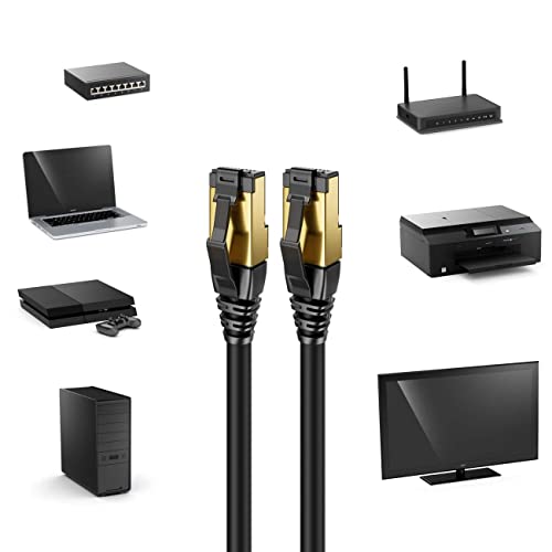 deleyCON 0,5m CAT8.1 Patchkabel RJ45 S/FTP 40 Gbit, 5 Stück - Schwarz