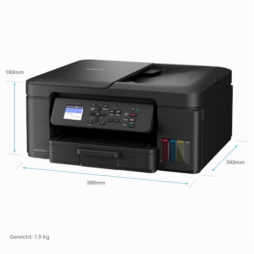 Brother DCP-T780DW Kabelloser Tintenstrahldrucker A4 | 3-in-1 (Drucken/Kopieren/Scannen) | WLAN/USB 2.0 | ADF | A4 | Duplexdruck | Fotos | Inklusiv Hochbox-Tinten | Stecker