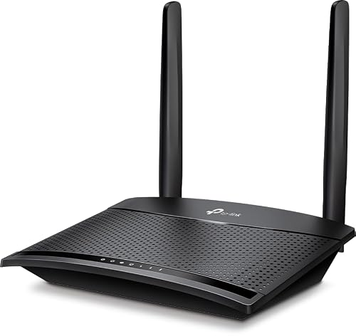 TP-Link TL-MR110 4G LTE Router, 4G Download 150 Mbit/s, WLAN 2,4 GHz 300 Mbit/s, 2 x Ethernet-Ports, 2 x Externe Antennen, Plug and Play, Router-Modus, bis zu 32 Geräte, Kindersicherung, Gast-Netzwerk