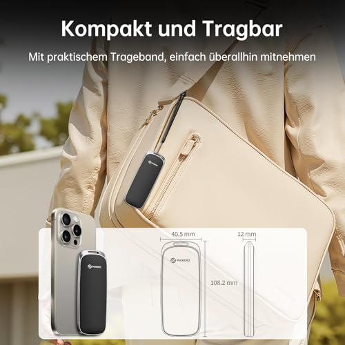 PHIXERO P10PRO Externe Tragbare NVMe SSD 2TB, Bis zu 1050MB/s, USB 3.2 Gen2, Inklusive 2-in-1 USB C Kabel, Externe Festplatte Portable SSD für iPhone 15/16 PRO/Android/Mac, Schwarz