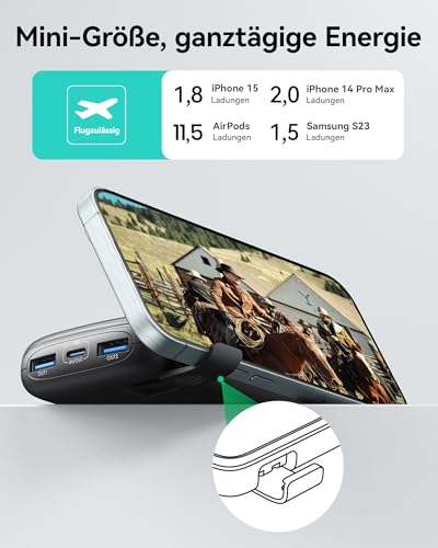 INIU 10000mAh Power Bank, Mini 22.5W Fast Charging USB-C Externe Handyakkus | Kompaktes Ladegerät, Flugtauglich & Reise-Essential, Leichte & Klein Powerbank für iPhone 17 16 Pro, Samsung S25, Xiaomi iPad