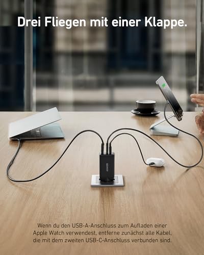 Anker Nano 65W USB C Ladegerät, 3-Port PPS Schnellladegerät, iPad Ladegerät | Netzteil USB C, Schnellladen für MacBook Pro, Dell XPS, iPhone 17/16/15 Serie, Galaxy, iPad Pro, Pixel