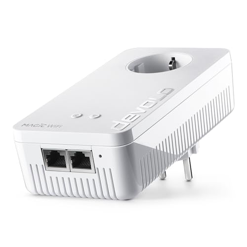 devolo Magic 2 WiFi 6 Next Erweiterungsadapter, WLAN Powerline Adapter, bis zu 3.000 Mbit/s über Wi-Fi 6, Mesh WLAN Steckdose, 2X Gigabit LAN, weiß