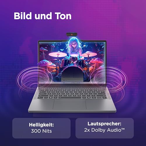 Lenovo IdeaPad Slim 3i Laptop | 14" WUXGA Display | Intel Core i5 13420H | 16GB RAM | 512GB SSD | Intel UHD Grafik | Win11 | QWERTZ | Luna Grau | 3 Monate Premium Care