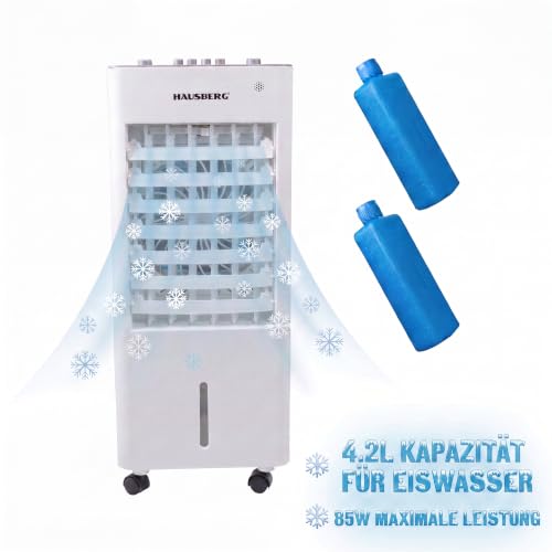 Klimagerät ohne abluftschlauch | 4 L Top Fill Wassertank | Luftkühler mit Kühlakkus - 3 Geschwindigkeiten | Mobiles Klimagerät mit Oszillation | ohne Fernbedienung