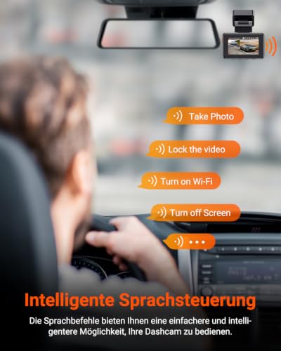 VANTRUE E2 2.7K+2.7K Dashcam vorne hinten, WDR Nachtsicht mit Fernbedienung | Dash cam Dual 1944P Front und Hinten, 5GHz WiFi 9MB/S GPS, 24/7 Parküberwachung, G Sensor, Sprachbefehle, 2.45’’