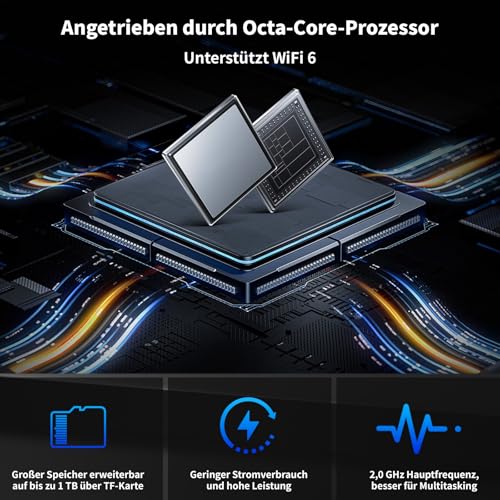 Tablet 10 Zoll 8-in-1 Kit Android 15 Tablet PC mit Hülle Tastatur Maus Stift Kopfhörer Netzstecker Kabel Octa-Core 20 GB RAM 64 GB ROM 1TB TF Erweiterbar 1280x800 IPS Touchscreen 5000 mAh (Schwarz)