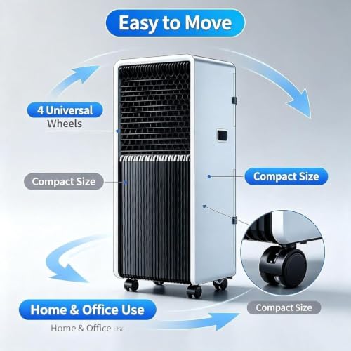 14000 BTU Mobile Klimagerät Nur Kühlung ohne Heizfunktion, 220-240V 50Hz Monoblock AC Wandergerät mit Kompressor, Abluftschlauch und Fensterkit, Rollen,, A+hot & Cold 12000 Btu, A+Hot & Cold 12000 BTU