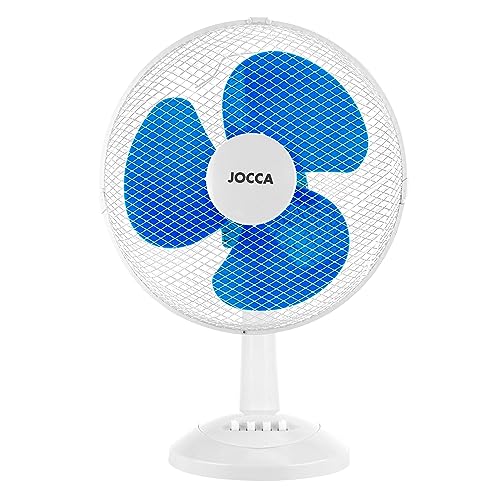 Jocca - Tischventilator 30 cm Durchmesser/Leistung 45 W / 3 Geschwindigkeiten / 3 Flügel/Oszillationssystem, neigbarer Kopf (Blau)